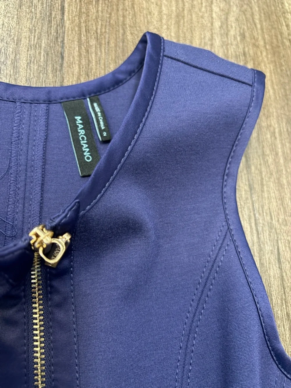 Women’s Sleeveless Fit-and-Flare Dress with Front Zip - purple-ish blue - Picture 3 of 3